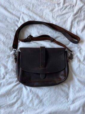 Dark Brown Real Leather Crossbody Bag - Genuine Leather - Love 41
